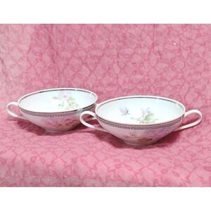 Stonegate "Countess" China Bavaria Germany 2 Handles Creamed Soup Bowls Set Of 2